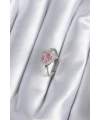 Pirinç Gümüş Renk Pembe Zirkon Taşlı Charm Model Kadın Yüzük
