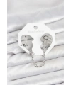 Pirinç Gümüş Renk Sarmal Model Zincir Bağlantılı Ear Cuff Küpe Seti