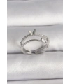 Pirinç Gümüş Renk Zirkon Taşlı Kelebek Figürlü Ayarlanabilir Yüzük