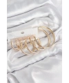 Pirinç Halka Model Gold Renk Kadın Set Küpe