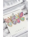 Pirinç Rainbow Kelebek Model Gold Renk Kadın Hasır Küpe