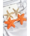 Pirinç Sallantılı Turuncu Deniz Yıldızı Model Gold Renk Hasır Küpe