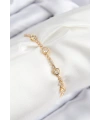 Pirinç Zirkon Taşlı Daire Model Gold Renk Asansörlü Kadın Bileklik