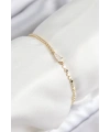 Pirinç Zirkon Taşlı Damla Model Ezme Zincir Gold Renk Kadın Bileklik