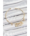 Pirinç Zirkon Taşlı Kelebek Ve Yıldız Model Gold Renk Charm Bileklik