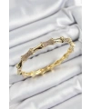 Pirinç Zirkon Taşlı Kemik Model Gold Renk Vip Kadın Bileklik