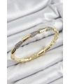 Pirinç Zirkon Taşlı Kemik Model Gold Renk Vip Kadın Bileklik