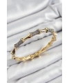 Pirinç Zirkon Taşlı Kemik Model Gold Renk Vip Kadın Bileklik