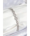 Pirinç Zirkon Taşlı Oval Model Gümüş Renk Kadın Bileklik