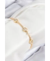 Pirinç Zirkon Taşlı Sıralı Kalp Model Gold Renk Kadın Bileklik
