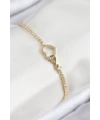 Pirinç Zirkon Taşlı Sonsuzluk Kalp Model Gold Renk Kadın Bileklik