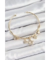 Pirinç Zirkon Taşlı Yıldız Model Gold Renk Charm Bileklik