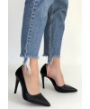 Pley Siyah Cilt Stiletto Ayakkabı