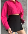 Poplin crop gömlek fuşya s3060