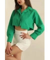 Poplin crop gömlek yeşil s3060