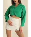 Poplin crop gömlek yeşil s3060