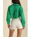 Poplin crop gömlek yeşil s3060