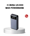 Powerbank 20000 mAh Hızlı Şarjlı LED Fenerli ve 4 Portlu