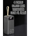 Powerbank 60.000 Mah Hızlı Şarj 4 Çıkışlı Uzun Şarj Süreli Dijital Göstergeli
