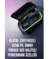 Powerbank Özellikli Kablosuz Bluetooth Kulaklık RGB Işıklı