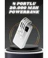 Powerbank Şarj Cihazı 4 Çıkışlı 20.000 MAH Powerbank Kompakt Yüksek Kapasiteli Hızlı Şarj