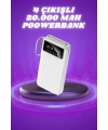 Powerbank Şarj Cihazı 4 Çıkışlı 20.000 MAH Powerbank Taşınabilir Çoklu Giriş