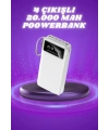 Powerbank Şarj Cihazı 4 Çıkışlı 20.000 MAH Powerbank Taşınabilir Çoklu Giriş