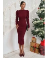 Prenses kol kaşkorse elbise bordo a3691