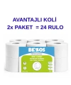 Professional Mini Jumbo Tuvalet Kağıdı 24 Rulo | 2 Katlı | %100 Selüloz | Endüstriyel & Ev Tipi Kullanım 2X12RULO