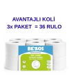 Professional Mini Jumbo Tuvalet Kağıdı 36 Rulo | 2 Katlı | %100 Selüloz | Endüstriyel & Ev Tipi Kullanım 3X12RULO