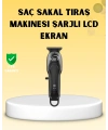 Profesyonel Tıraş Makinesi LCD Ekranlı Turbo Mod ve Güçlü Motor
