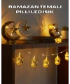 Ramazan Dekoru İçin Pilli LED Işık Altın Fener Tasarımlı