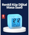 Renk Değiştiren LED Alarmlı Dijital Küp Masa Saati