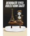 Retro Eyfel Kulesi Ve Kum Saati Dekoratif Ahşap Görünümlü Masa Biblosu