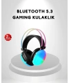 RGB Işıklı Kablosuz Kulaklık Bluetooth 5.3 800mAh Ergonomik IPX4 Dayanıklı