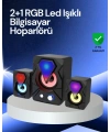 RGB LED Işıklı 2.1 USB Oyun Hoparlörü Derin Bas ve Net Ses