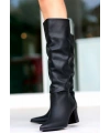 Roksa Siyah Cilt Topuklu Çizme