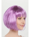 Rose Pembe Renk Düz Kesim Küt Parti Peruğu Kısa Takma Saç