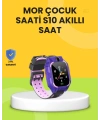 S10 Akıllı Çocuk Saati Mor Tasarım Adımsayar ve Alarm Fonksiyonlu