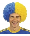 Sarı Lacivert Kıvırcık Afro Bonus Peruk Taraftar Bonus Saç