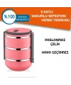 Sefer Tası Yemek Termosu Saklama Kabı Termosu 3lü - Pembe