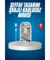 Sessiz Tıklama Çift Modlu Bluetooth Ve Alıcı Şeffaf Mouse Fare