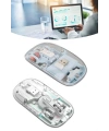 Sessiz Tıklama Çift Modlu Bluetooth Ve Alıcı Şeffaf Mouse Fare
