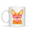 Sevimli Corgi Desenli Porselen Kupa Model 44 – Kalpli Gözlüklü Köpek Tasarımlı, Eğlenceli & Hediye Fikri
