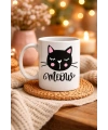 Sevimli Kedi Desenli Porselen Kupa MODEL 63 – “Meow” Yazılı Kahve & Çay Keyfi İçin Tatlı Tasarım