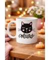 Sevimli Kedi Desenli Porselen Kupa MODEL 63 – “Meow” Yazılı Kahve & Çay Keyfi İçin Tatlı Tasarım