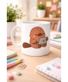 Sevimli Ornitorenk Tasarımlı Porselen Kupa MODEL 116 – Laptoplu Tatlı Hayvan Figürlü Kahve Kupası , Ofis & Ev Kullanımı