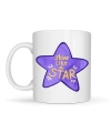 Shine Like a Star – Motivasyon Mesajlı Mor Yıldız Tasarımlı Porselen Kupa MODEL 122 , Günlük Kullanım & Hediye Kupası