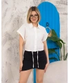 Sıfır kollu bağlamalı crop gömlek beyaz s255359