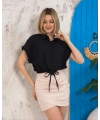 Sıfır kollu bağlamalı crop gömlek siyah s255359